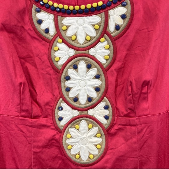 Boden Dress 10R Pink Beaded Embroidered Cotton Stretch Shift Sleeveless - Picture 3 of 13